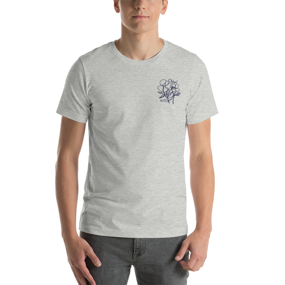 Embroidered Matilija Poppy Unisex T-Shirt