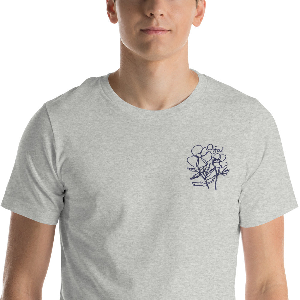 Embroidered Matilija Poppy Unisex T-Shirt