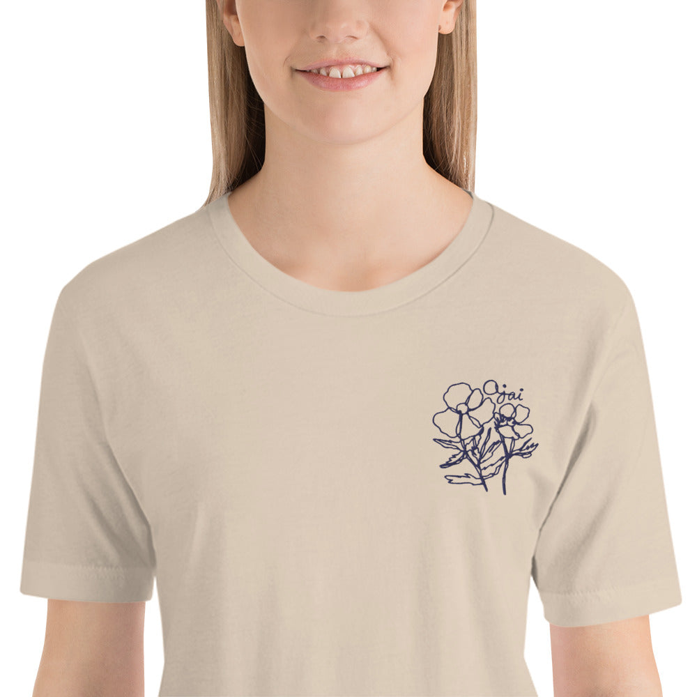 Embroidered Matilija Poppy Unisex T-Shirt