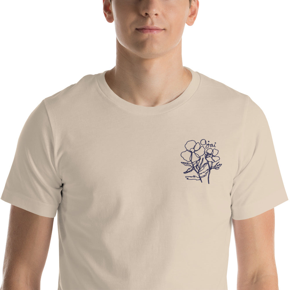 Embroidered Matilija Poppy Unisex T-Shirt