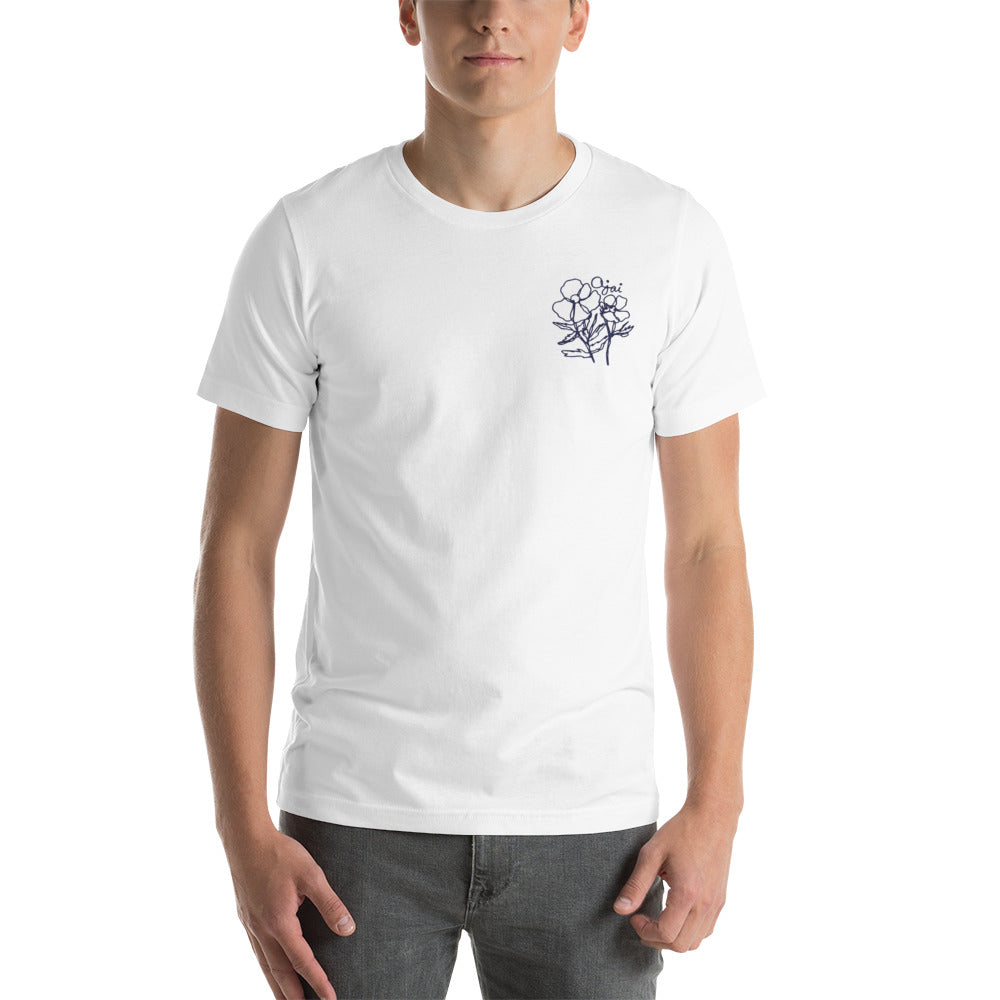 Embroidered Matilija Poppy Unisex T-Shirt