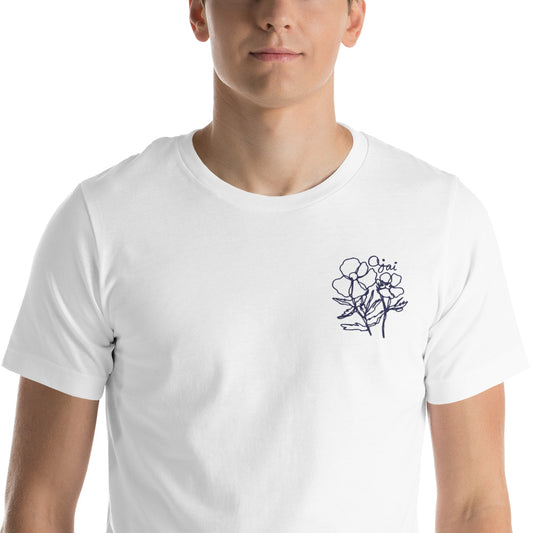 Embroidered Matilija Poppy Unisex T-Shirt
